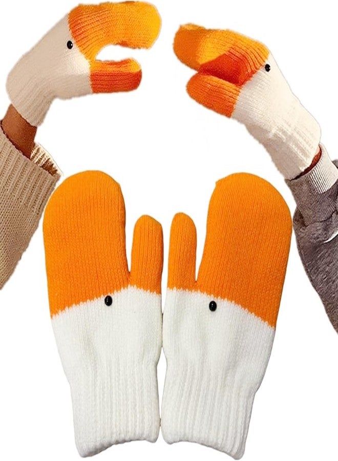 Gootd Winter Goose Gloves, Funny Novelty Animal Gloves with Thermal Soft Lining, Cute Goose Mittens Gift for Girl Friend Women (1, goose, Regular size) - Image 1